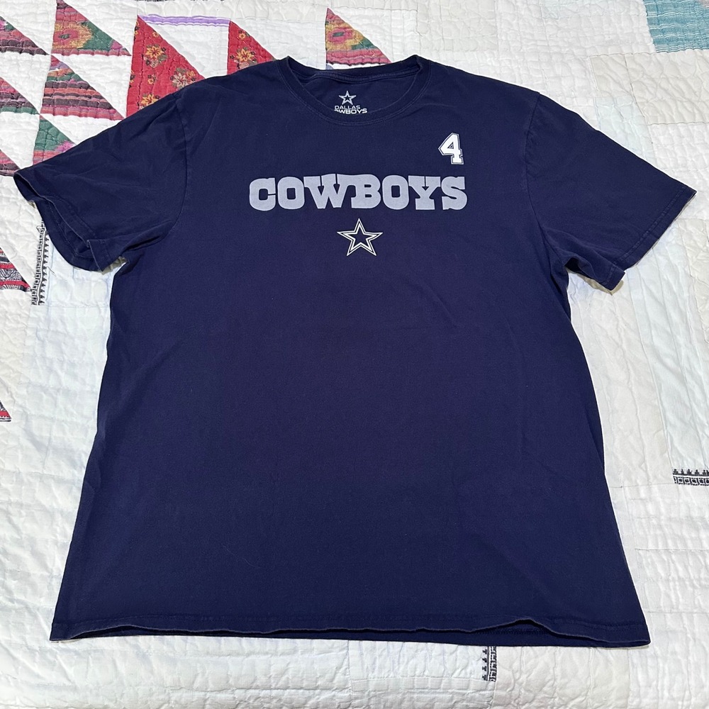 Dallas Cowboys Dak Prescott Graphic T-Shirt Navy Blue Men's XL NFL Football Tee